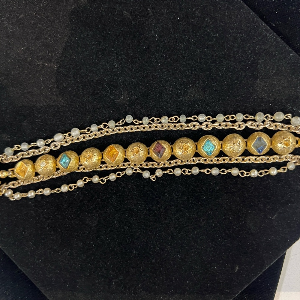 *VINTAGE* Art Nouveau Gold and Gemstone Beaded bracelet